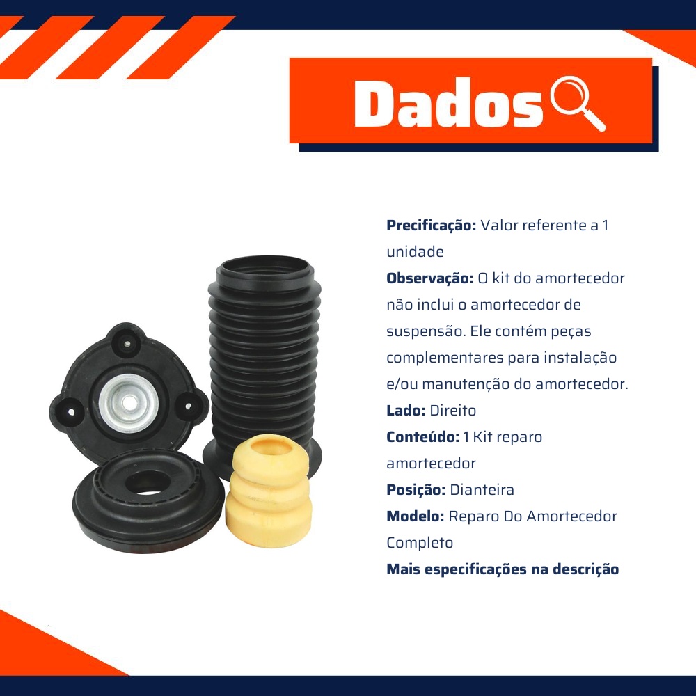 Kit Reparo Amortecedor Dianteiro Direito Ou Esquerdo Com Rolamento Com Batente Com Coifa Com Coxim - Cofap - TKC03118