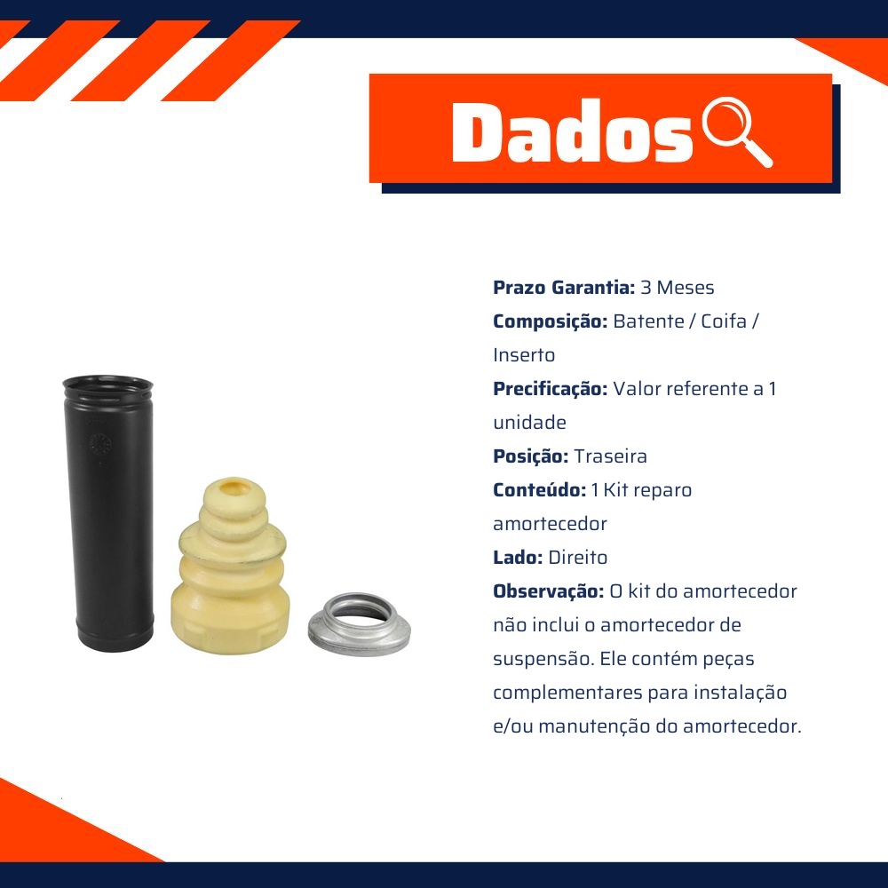 Kit Reparo Amortecedor Traseiro Direito ou Esquerdo para Volkswagen Saveiro - Cofap - KSC01109S