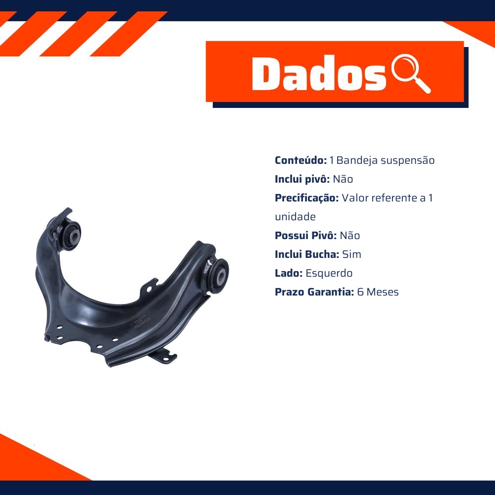 Bandeja Suspensão Dianteira Superior Esquerda com Bucha para Chevrolet S10 e Trailblazer - Cofap - BJC04143M