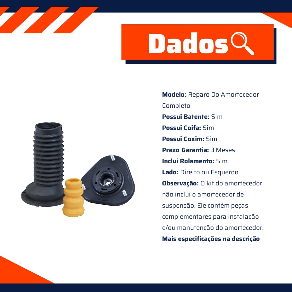Kit Reparo Amortecedor Dianteiro com Rolamento com Batente com Coifa com Coxim para Toyota Corolla - Cofap - TKC22001