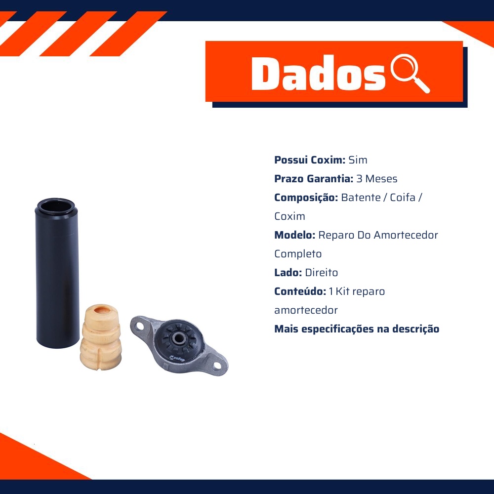 Kit Reparo Amortecedor Traseiro Direito ou Esquerdo com Coxim para Hyundai HB20 e HB20S - Cofap - TKC32105