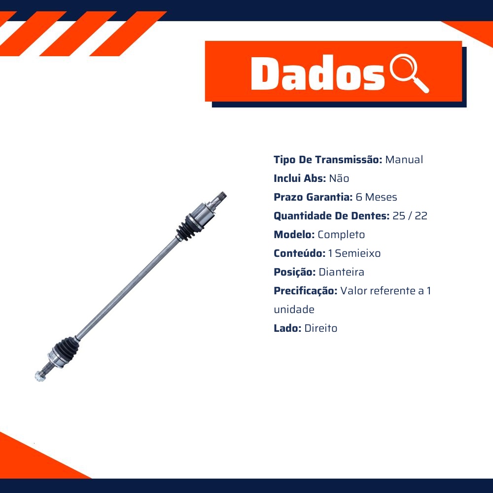 Semieixo Dianteiro Direito Manual para Chevrolet Onix e Prisma - Cofap - SEC04414