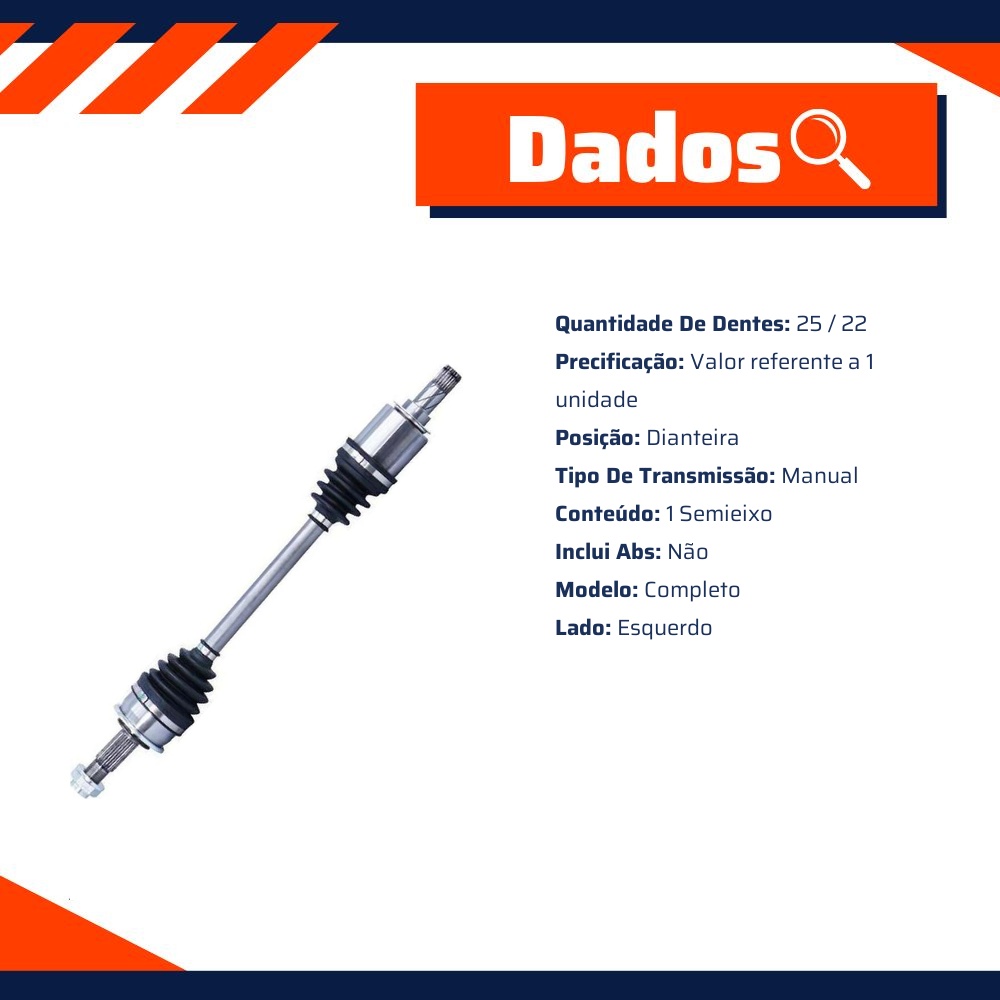 Semieixo Dianteiro Esquerdo Manual para Chevrolet Onix e Prisma - Cofap - SEC04415