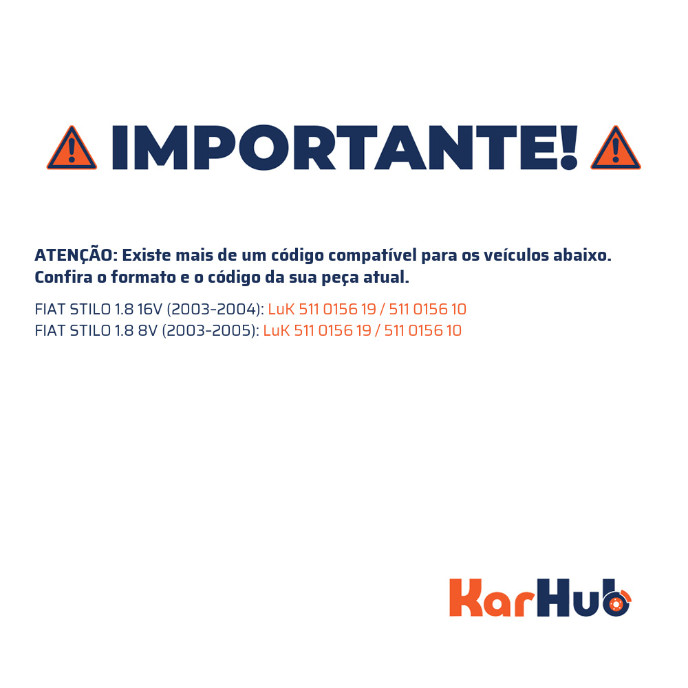 Cilindro Mestre de Embreagem para Fiat Stilo - LuK - 511 0156 19