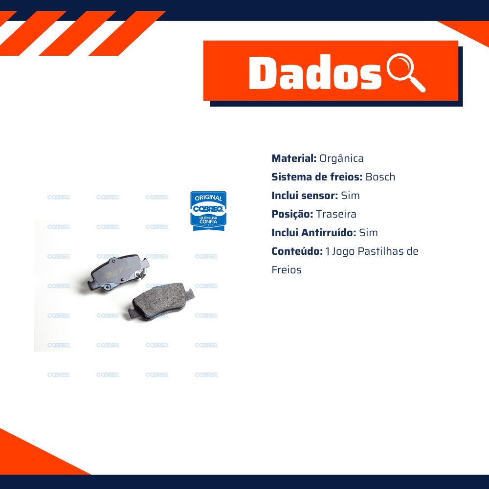 Pastilha de Freio Traseira para Toyota Corolla - Cobreq - N-1368