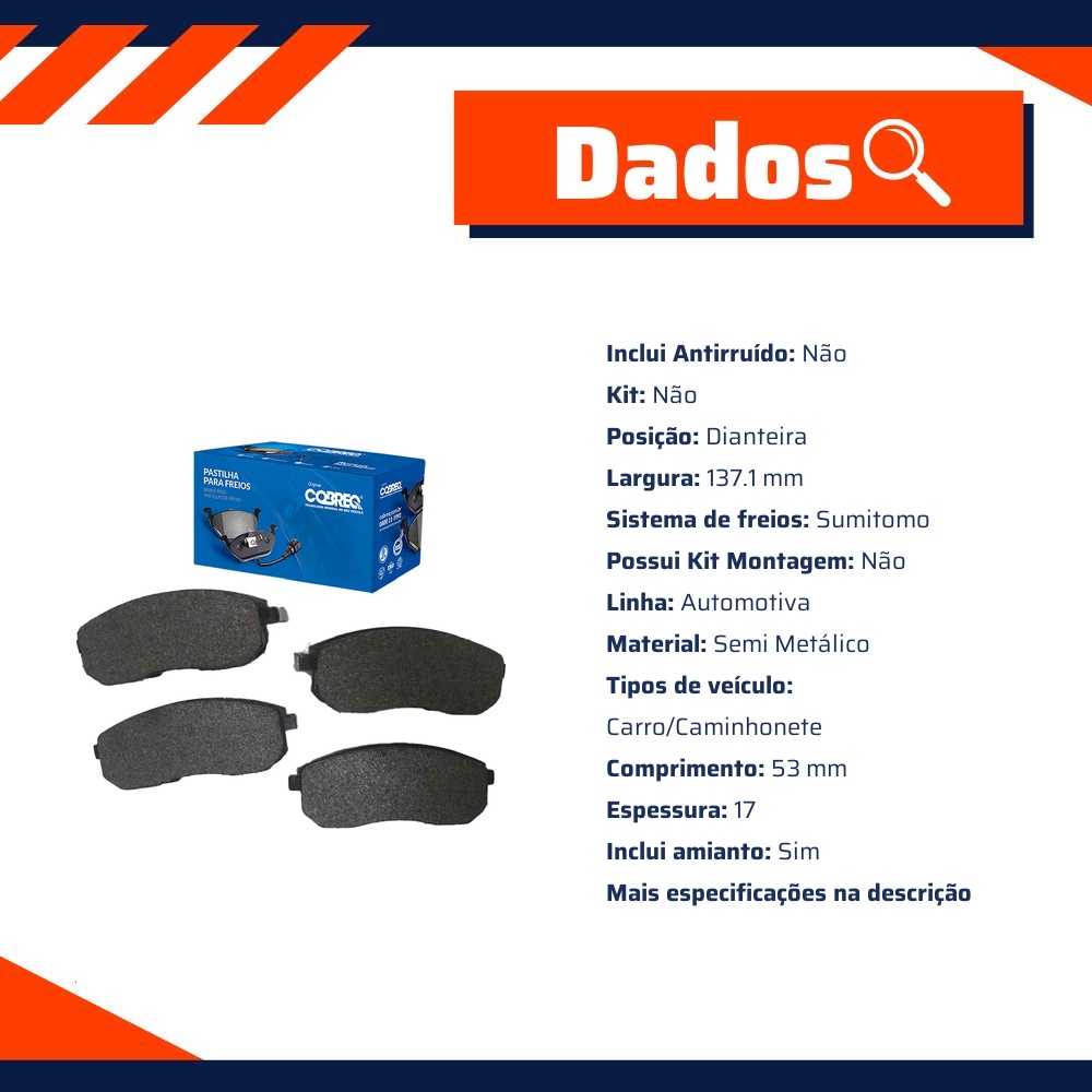 Jogo Pastilha de Freio Dianteira - Cobreq - N-1434