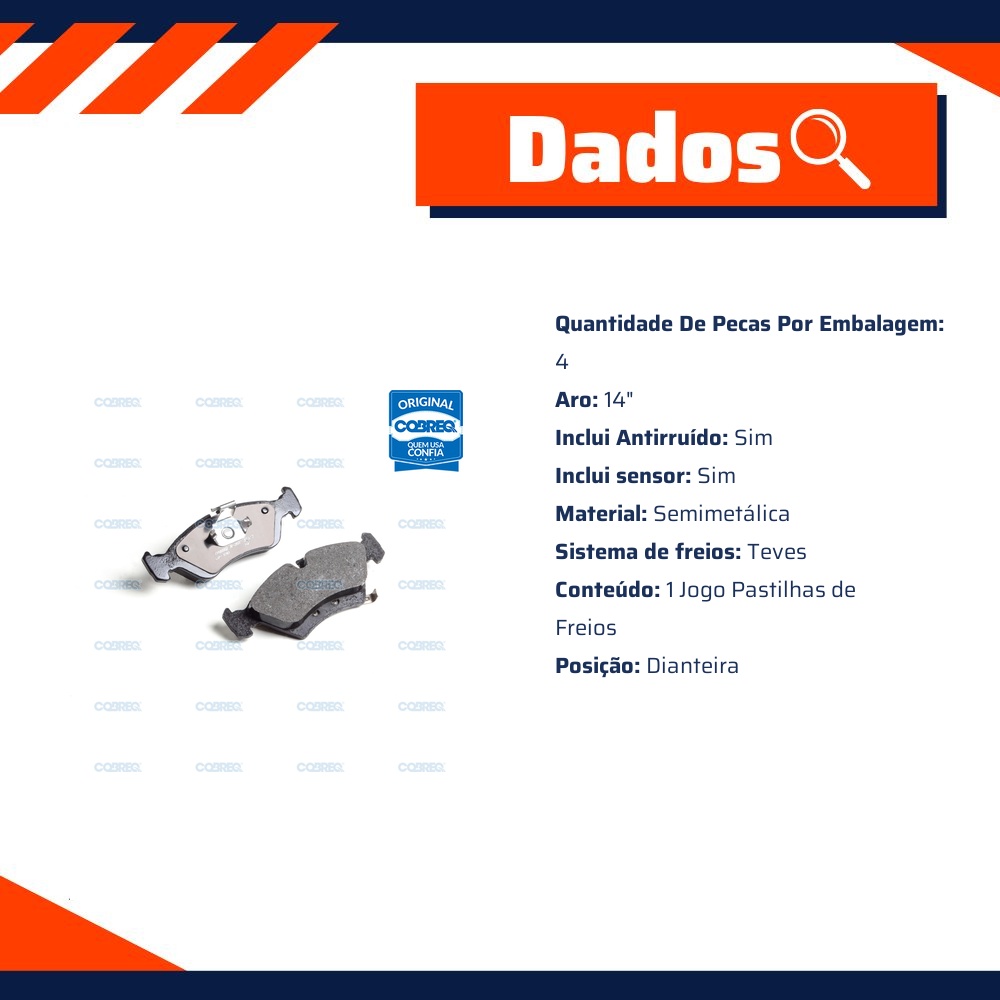 Pastilha de Freio Dianteira para Chevrolet Meriva e Zafira - Cobreq - N-355