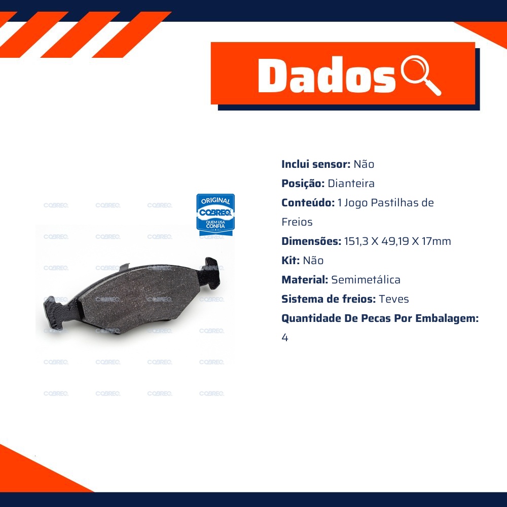 Pastilha de Freio Dianteira para Fiat Uno - Cobreq - N-542