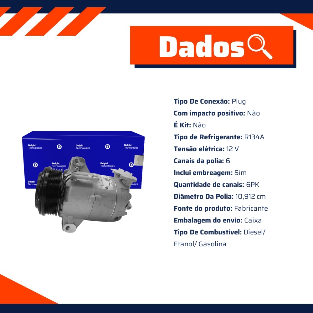 Compressor de Ar Condicionado para Chevrolet Blazer e S10 - Delphi - CS20020