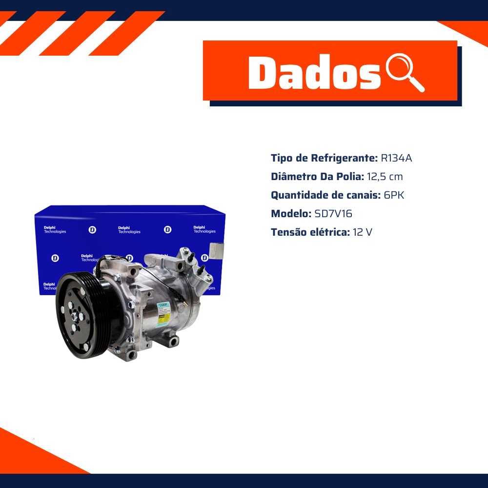 Compressor Ar Condicionado CLIO KANGOO SANDERO 1.0 1.6 DUSTER LOGAN MEGANE SCENIC 1.6 - Delphi - CS20301