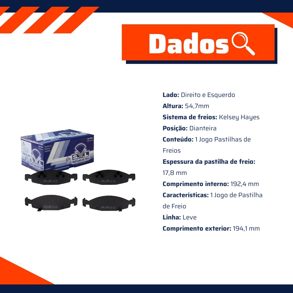 Jogo de Pastilhas de Freio Dianteira para Jeep Grand Cherokee - Syl - 1126