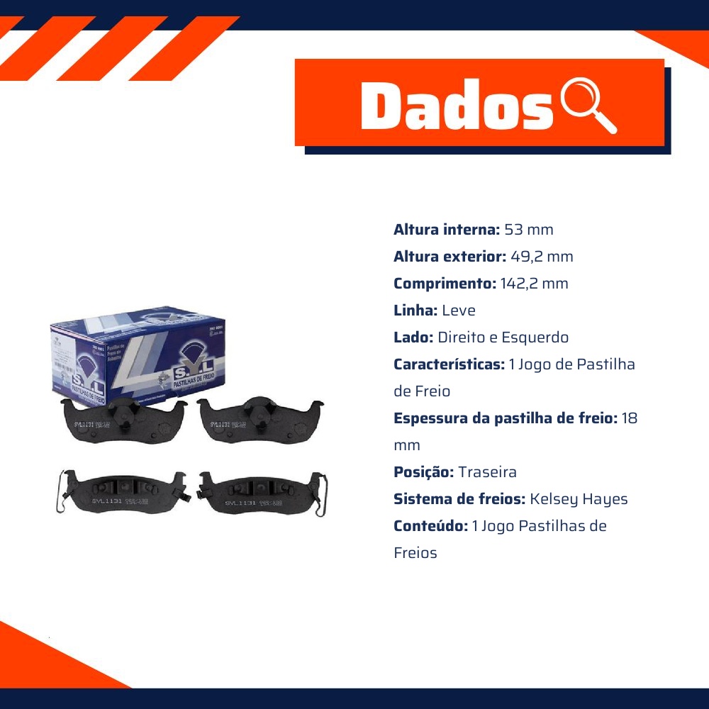 Jogo de Pastilhas de Freio Traseira para Jeep Grand Cherokee - Syl - 1131
