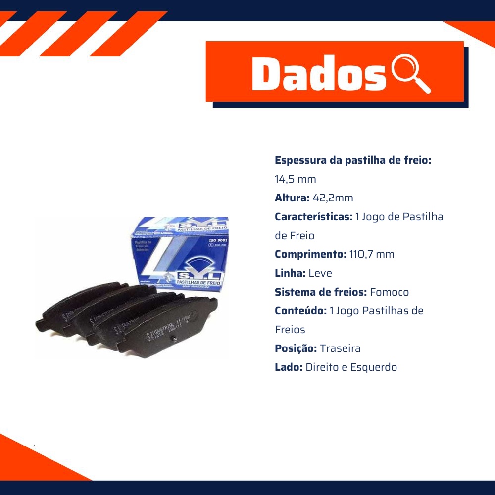 Jogo de Pastilhas de Freio Traseira para Ford Fusion - Syl - 1213