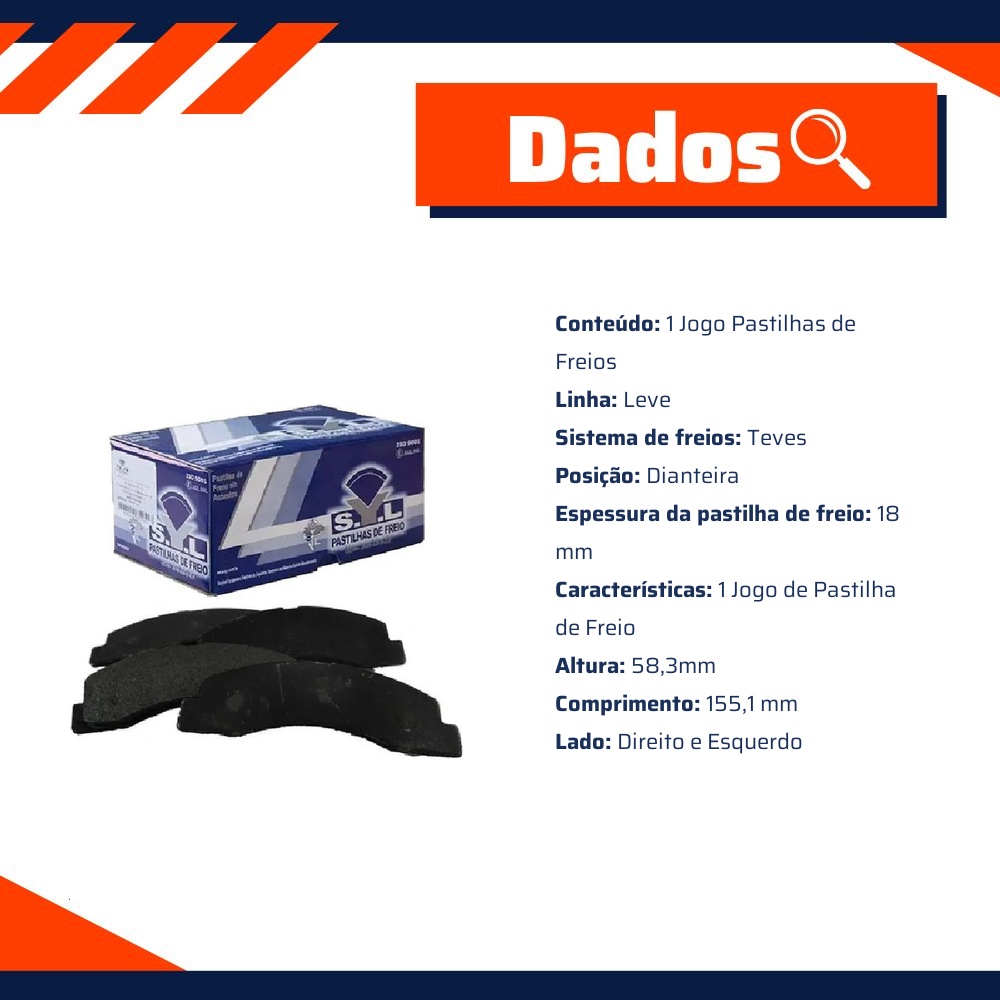 Jogo de Pastilhas de Freio Dianteira para Ford Mondeo - Syl - 1221