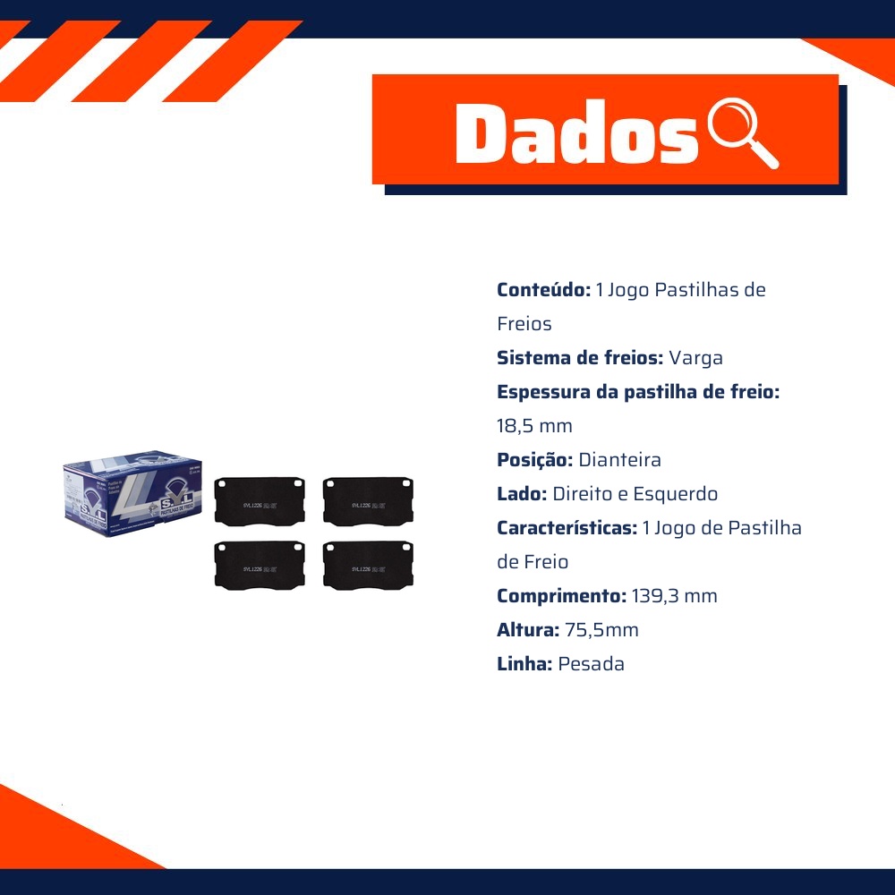 Jogo Pastilhas de Freio - Syl - 1226