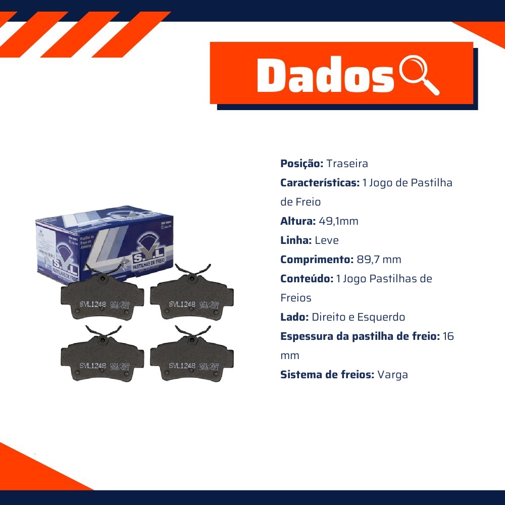 Jogo de Pastilhas de Freio Traseira para Ford Mustang - Syl - 1248