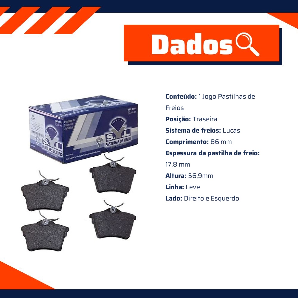 Jogo de Pastilhas de Freio Traseira para Peugeot 407 - Syl - 1329