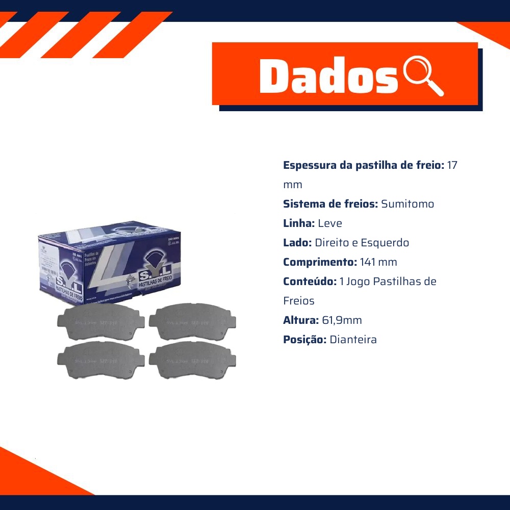 Jogo de Pastilhas de Freio Dianteira para Toyota Camry - Syl - 1395