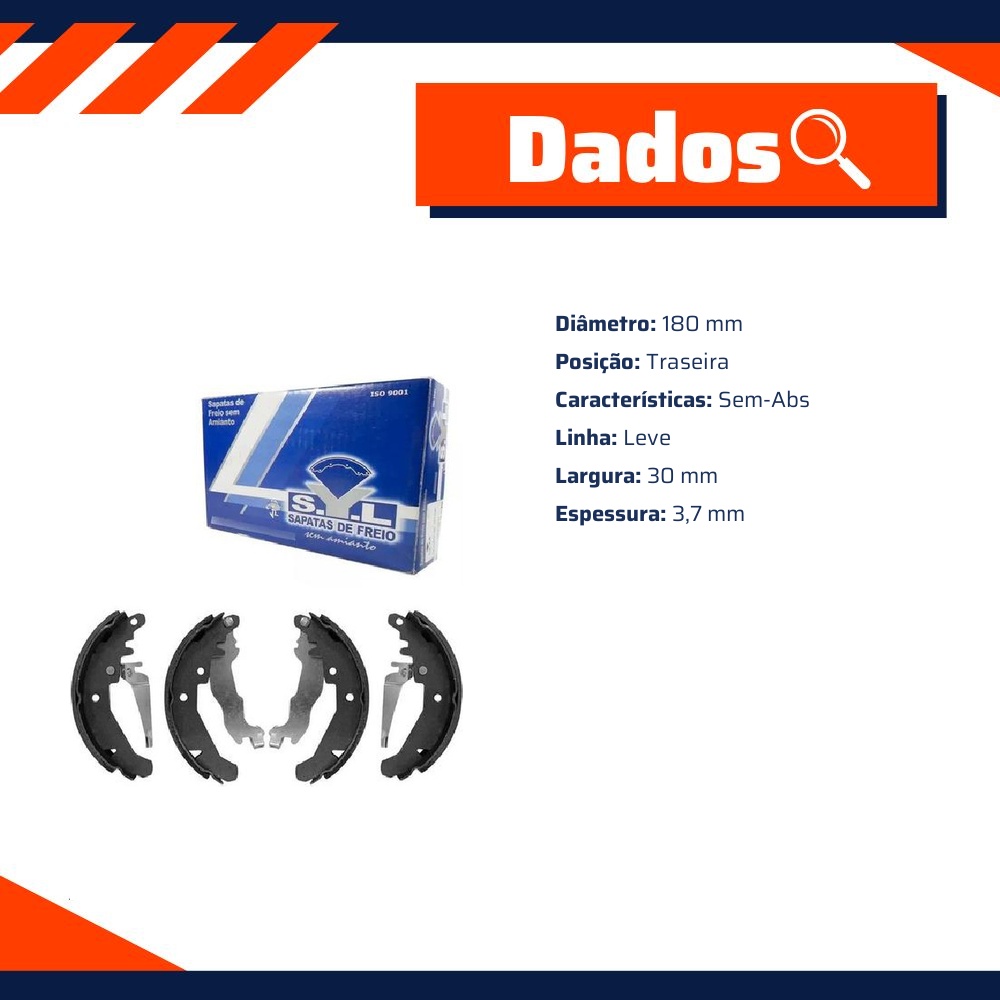 Sapata de Freio para Fiat Palio - Syl - 203011