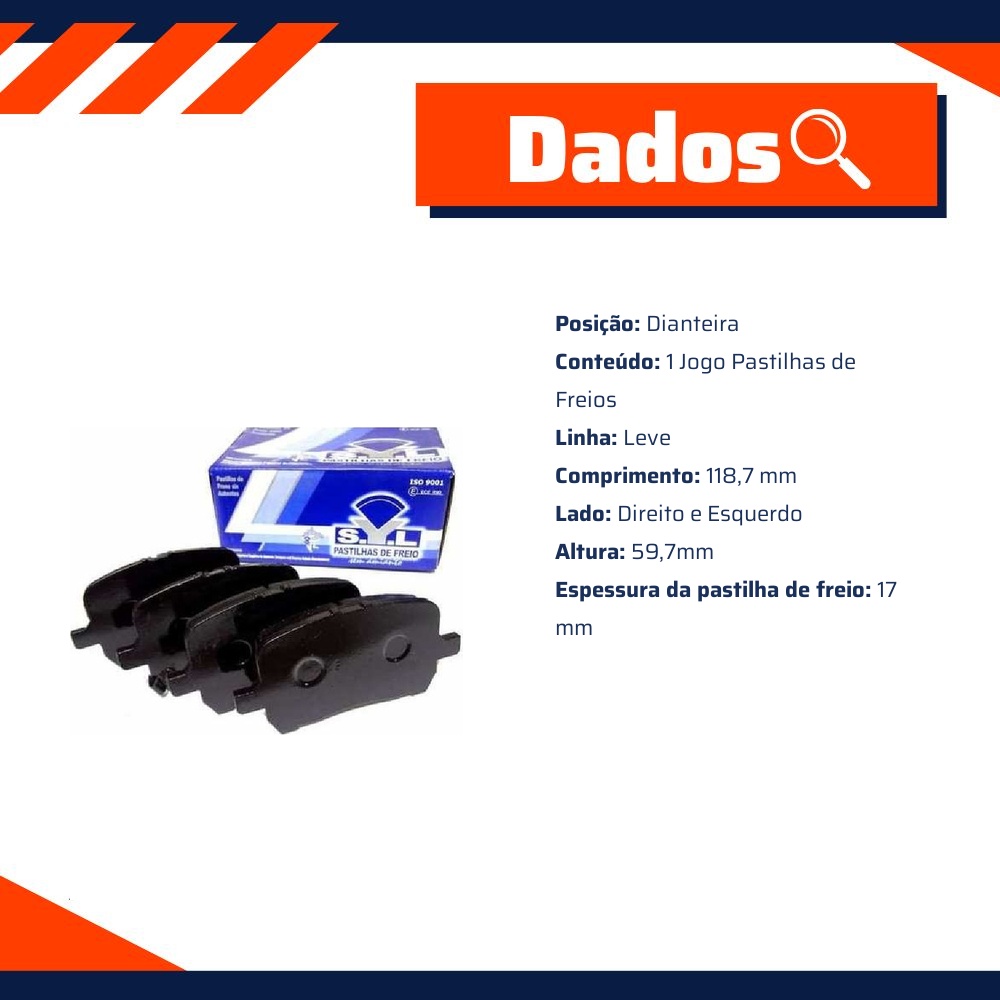 Jogo de Pastilhas de Freio Dianteira para Chevrolet Malibu - Syl - 2100