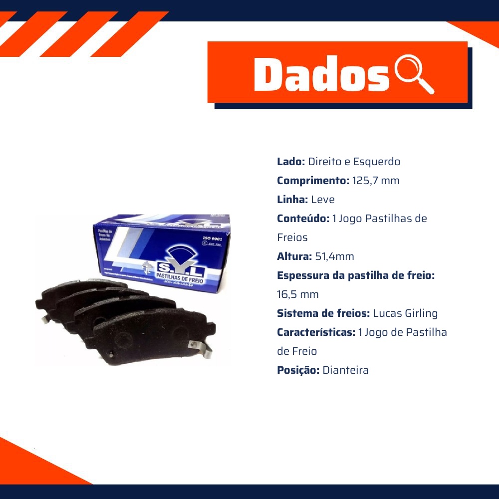 Jogo de Pastilhas de Freio Dianteira para Ford Fiesta e Suzuki Swift - Syl - 2235