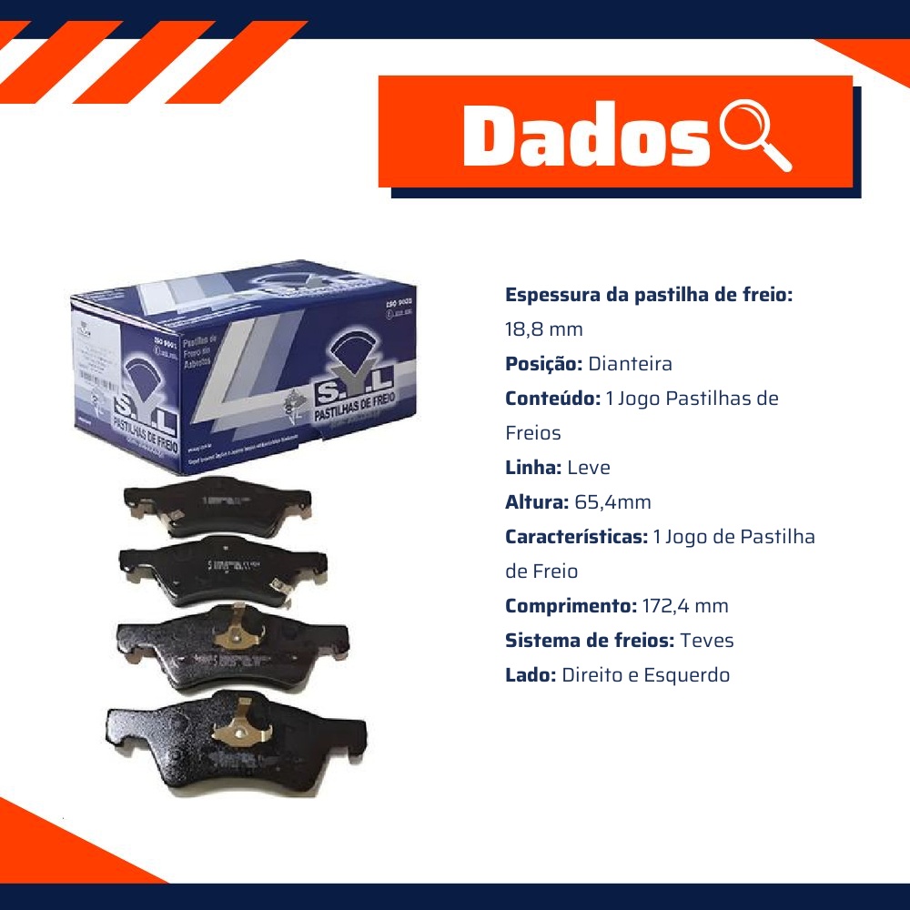 Jogo de Pastilhas de Freio Dianteira para Chrysler Caravan e Grand Caravan - Syl - 3123