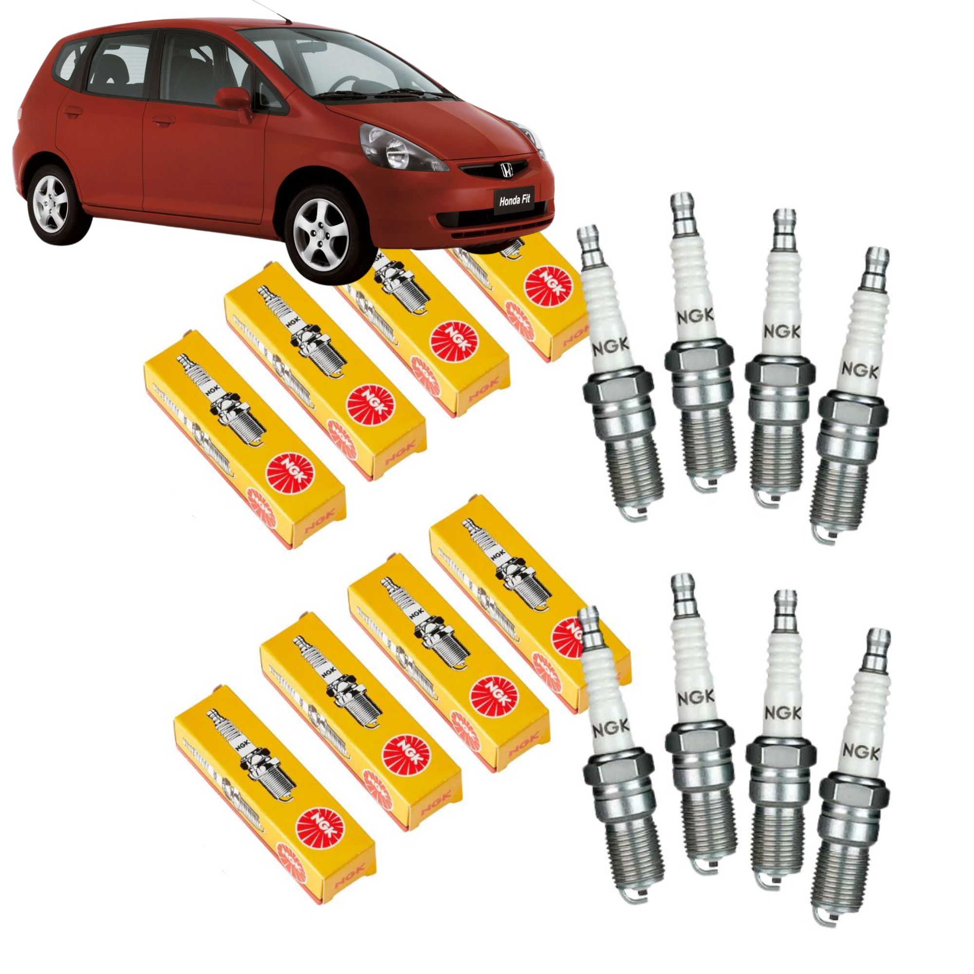 Jogo 8 Velas Honda Fit Flex LX LXL 1.4 2003 2004 2005 2006 2007 2008 - NGK - BKR6E11D