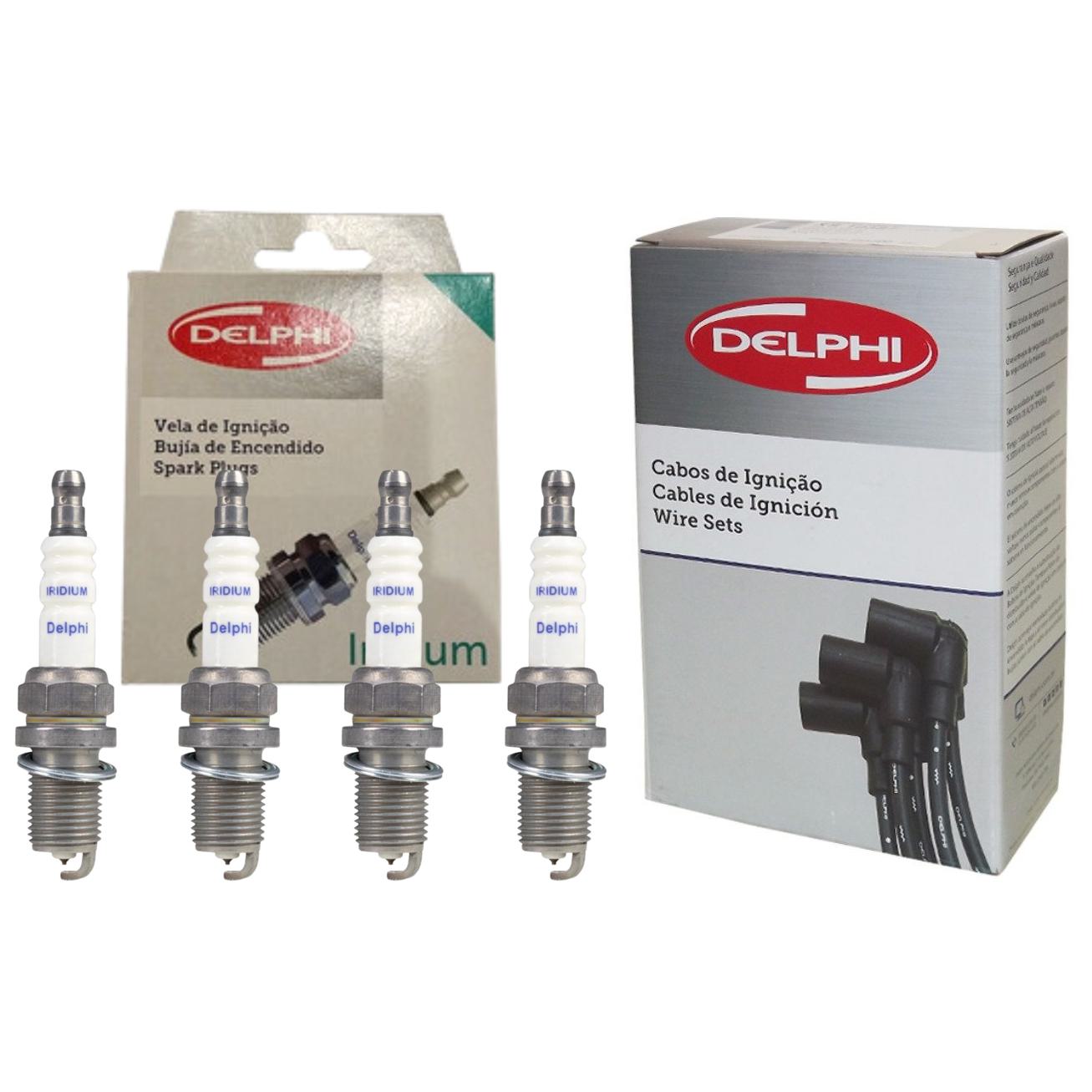 Kit Cabo de Vela e 4 Velas Ignição Iridium - Delphi - XH60002 / XS10645