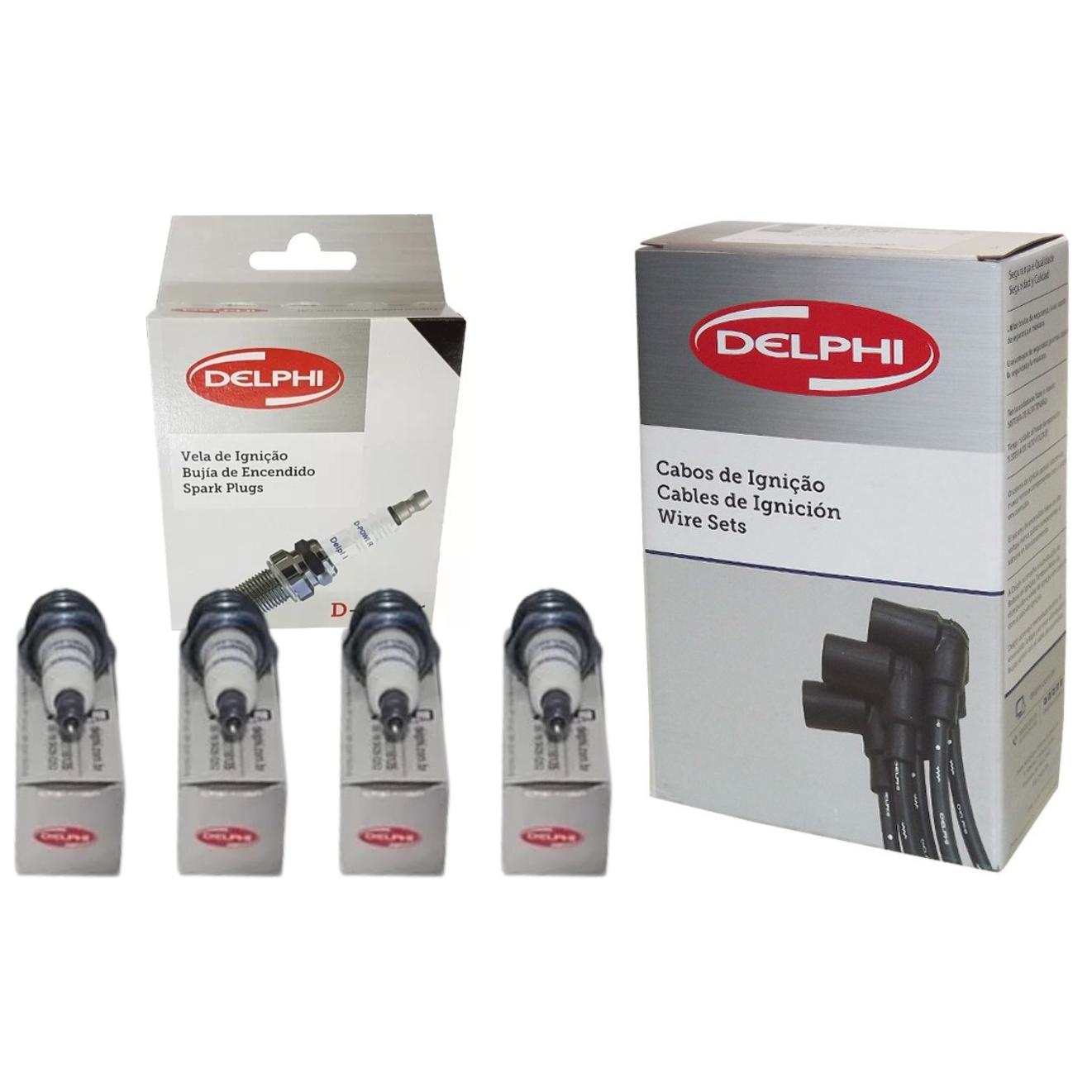 Kit Cabo de Vela e 4 Velas Ignição D-Power - Delphi - XH70041 / XS10117