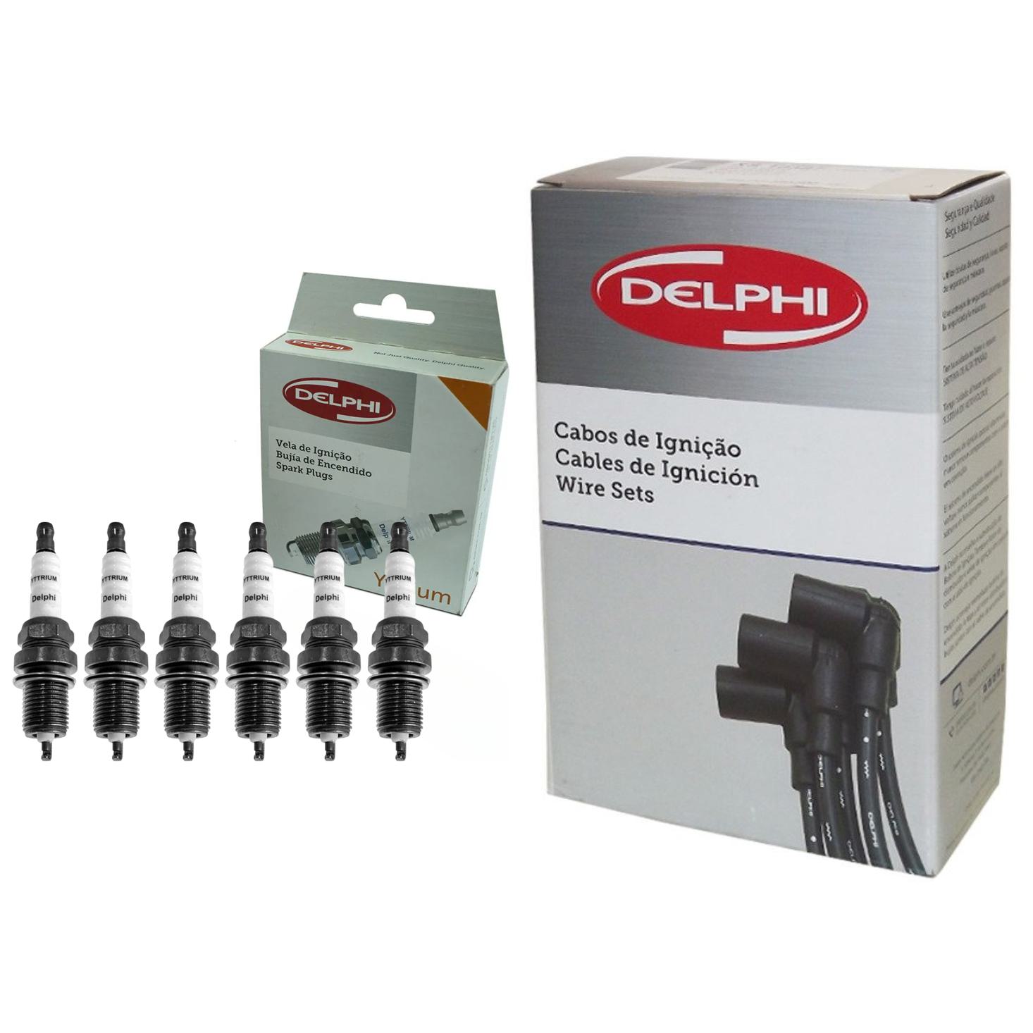 Kit Cabo de Vela e 6 Velas Ignição Yttrium - Delphi - XH40003 / XS10005