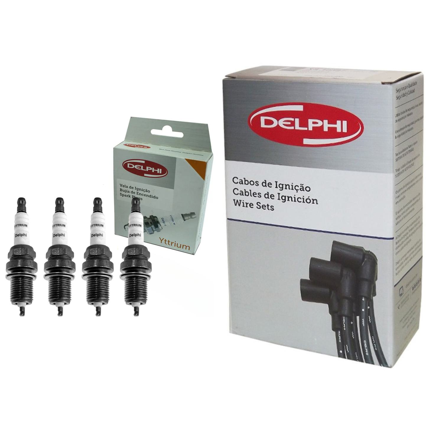 Kit Cabo de Vela e 4 Velas Ignição Yttrium - Delphi - XH40005 / XS10549