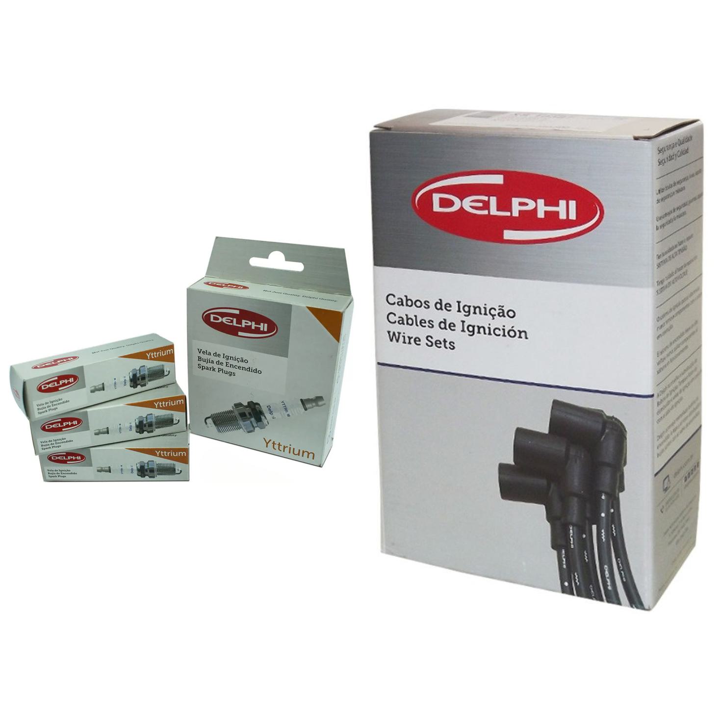 Kit Cabo de Vela e 3 Velas Ignição Yttrium - Delphi - XH40008 / XS10164