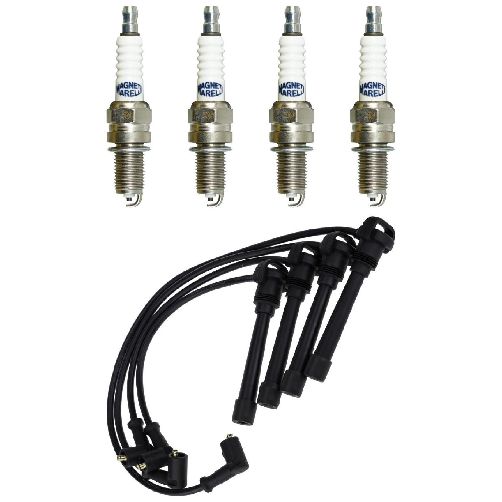 Kit 4 Vela Ignição e Cabo - Magneti Marelli - CVMT0202 / DK8RTCMM