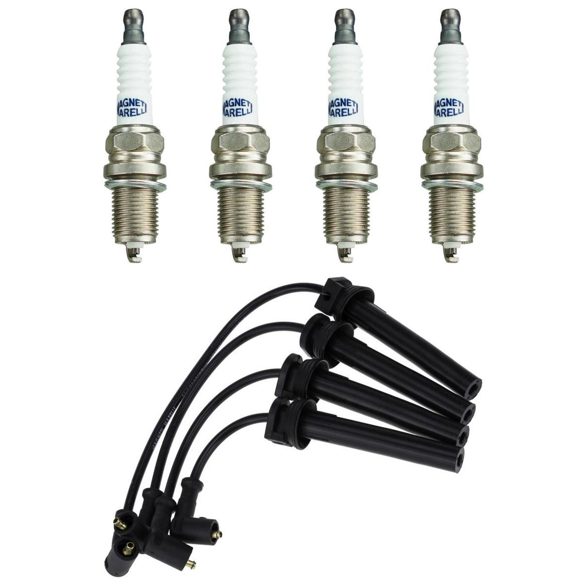 Kit 4 Vela Ignição e Cabo - Magneti Marelli - CVMT6602 / DK8RTCMM-10