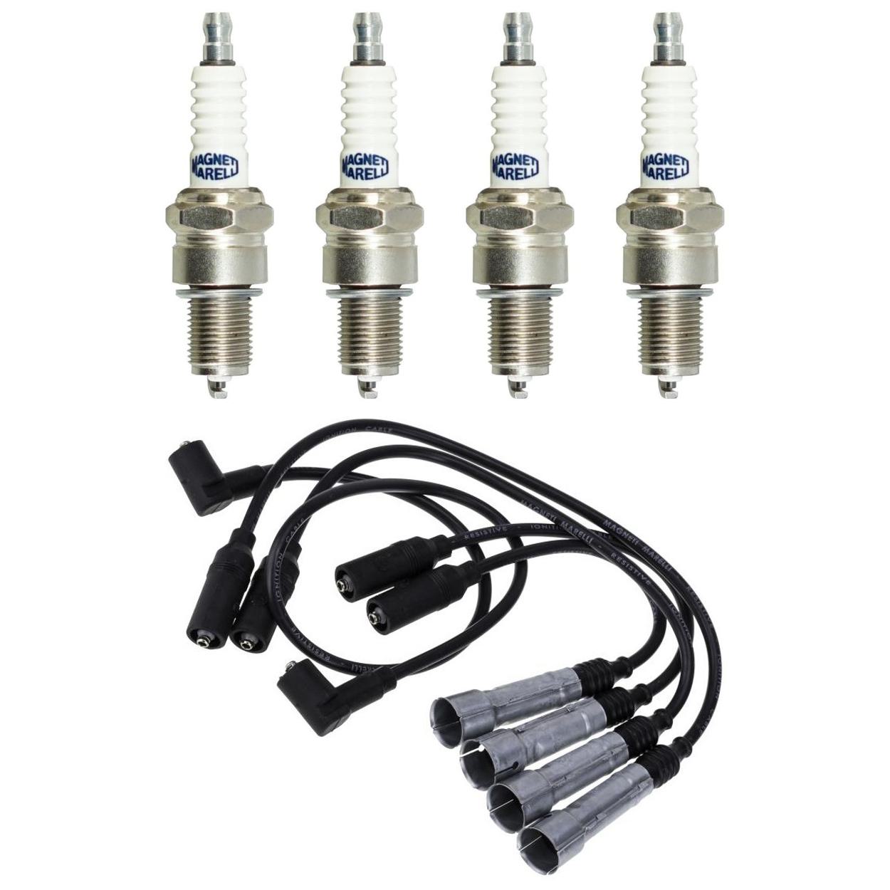 Kit 4 Vela Ignição V-Form e Cabo - Magneti Marelli - CVMF2502 / F5RFMM