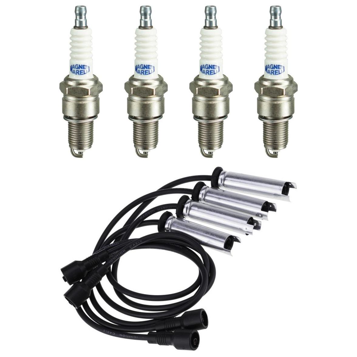 Kit 4 Vela Ignição V-Form e Cabo - Magneti Marelli - CVMG7402 / F5RFMM
