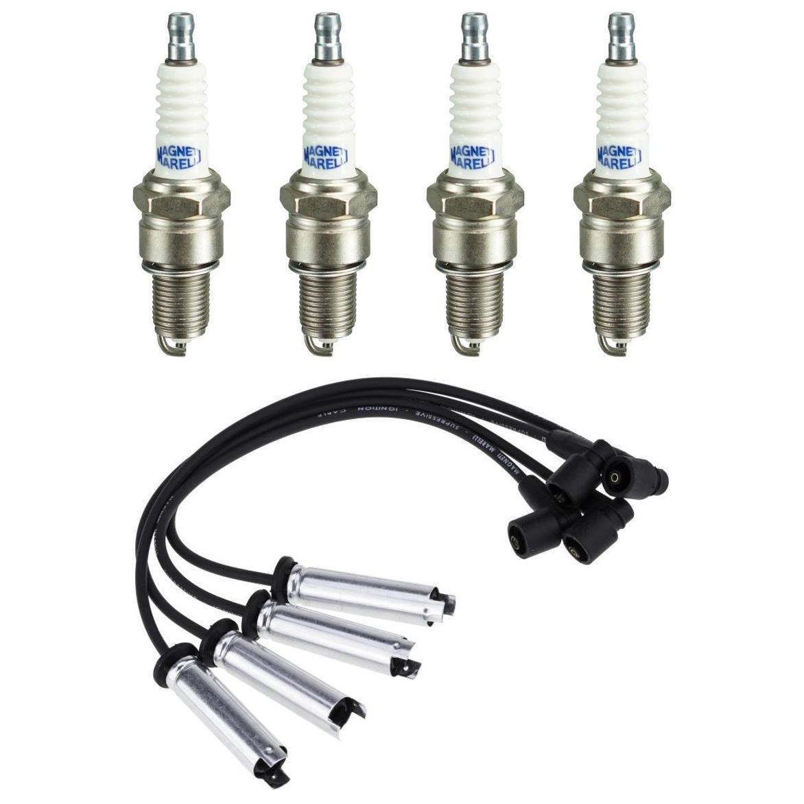 Kit 4 Vela Ignição V-Form e Cabo - Magneti Marelli - CVMG7702 / F5RFMM