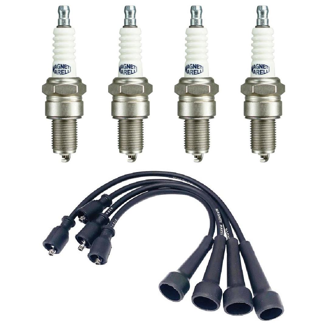 Kit 4 Vela Ignição e Cabo - Magneti Marelli - CVMR0802 / F5RTCMM