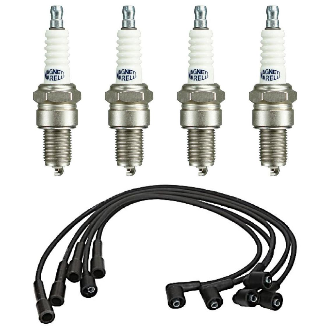 Kit 4 Vela Ignição e Cabo - Magneti Marelli - CVMS0102 / F5RTCMM