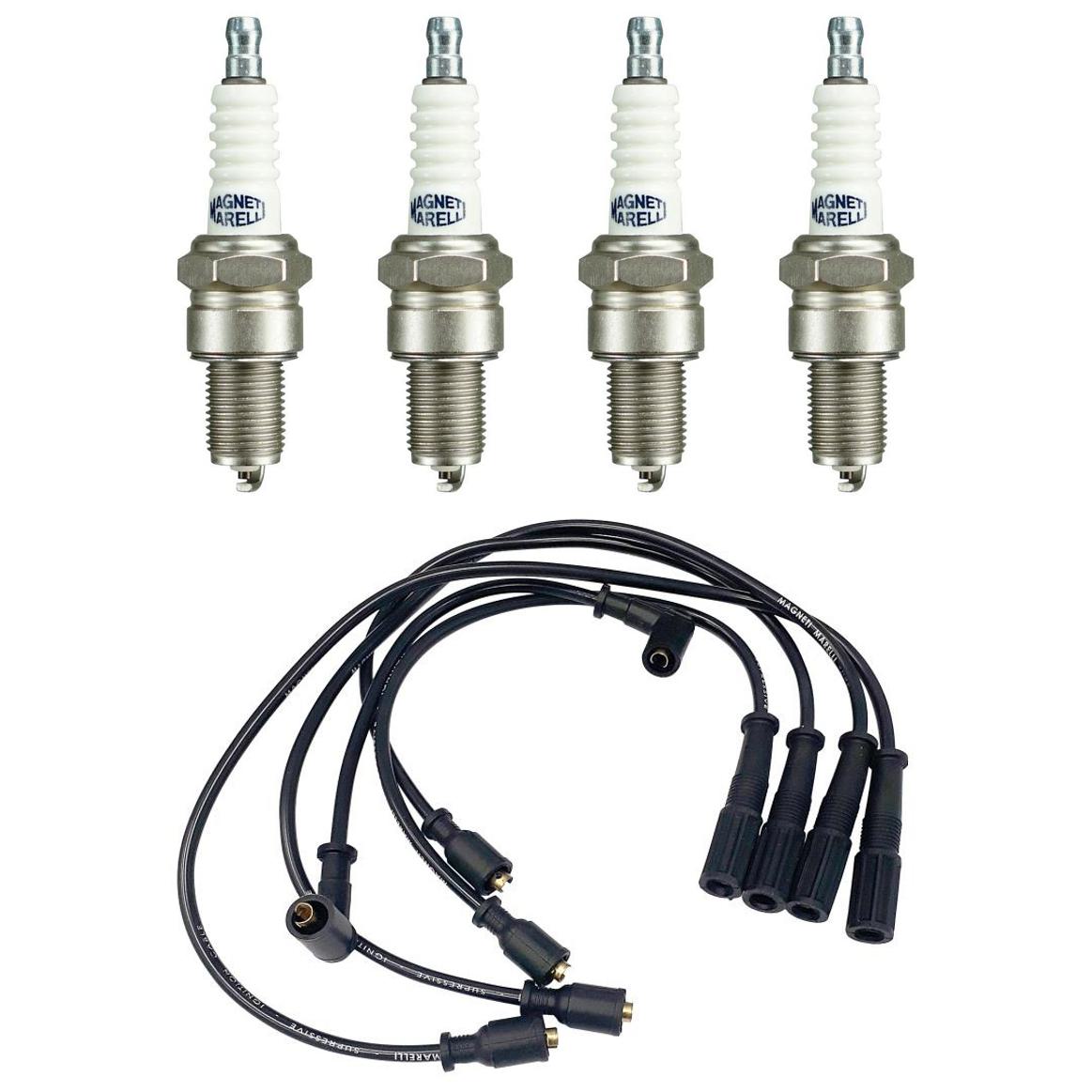 Kit 4 Vela Ignição e Cabo - Magneti Marelli - CVMT0302 / F5RTCMM