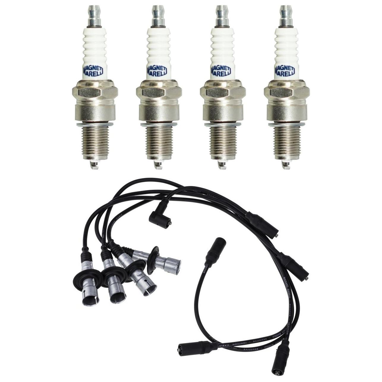 Kit 4 Vela Ignição MultiE e Cabo - Magneti Marelli - CVMV1302 / F5RTJYMM