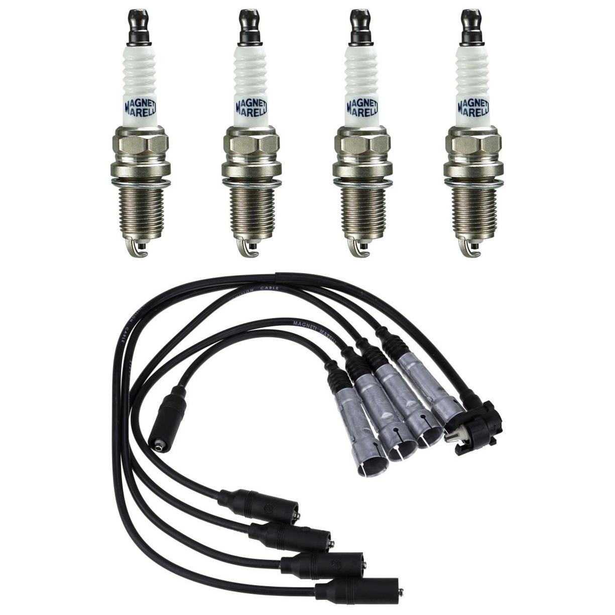 Kit 4 Vela Ignição e Cabo de Vela - Magneti Marelli - CVMV0802 / F5TCMM