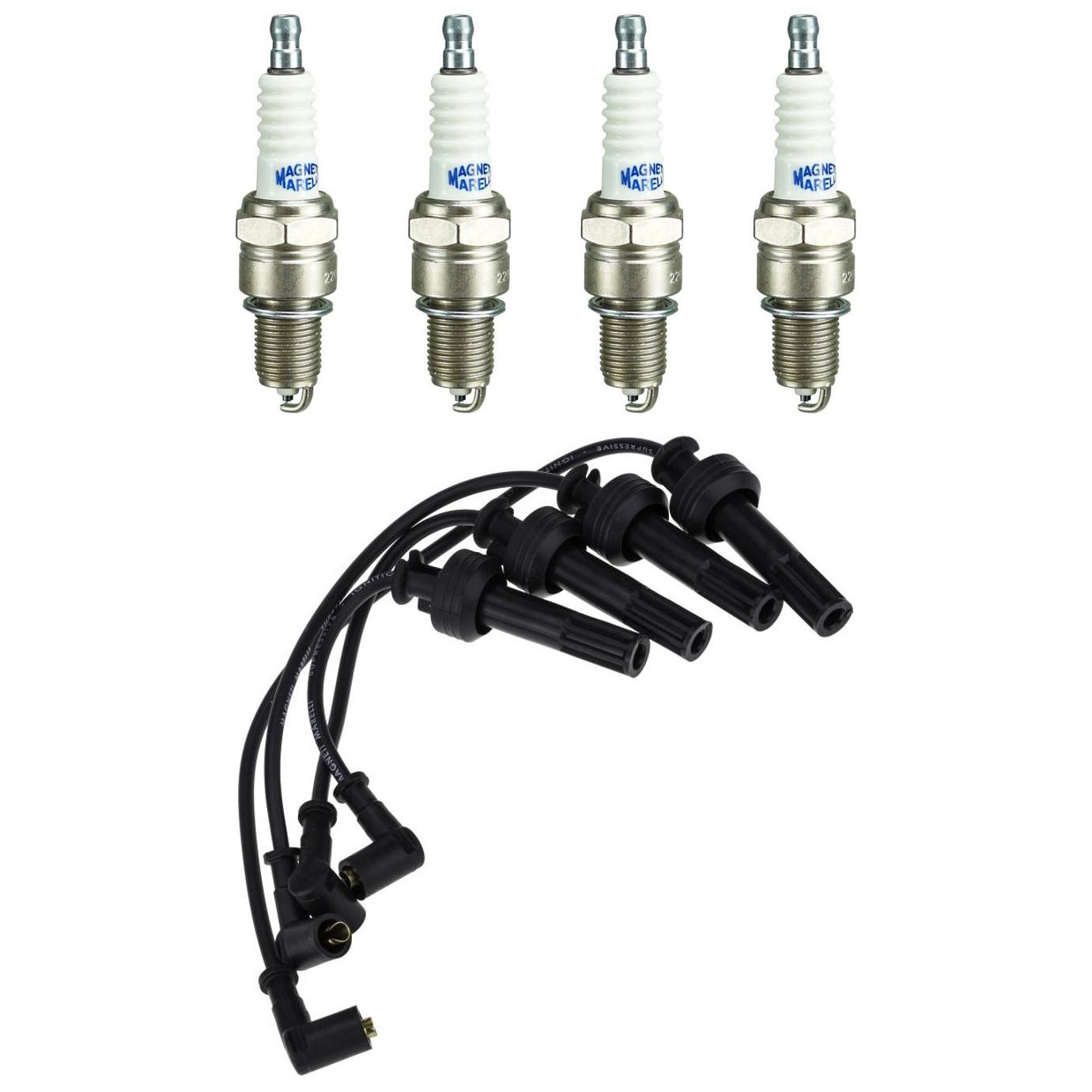 Kit 4 Vela Ignição V-Form e Cabo - Magneti Marelli - CVMT5602 / F6RFMM