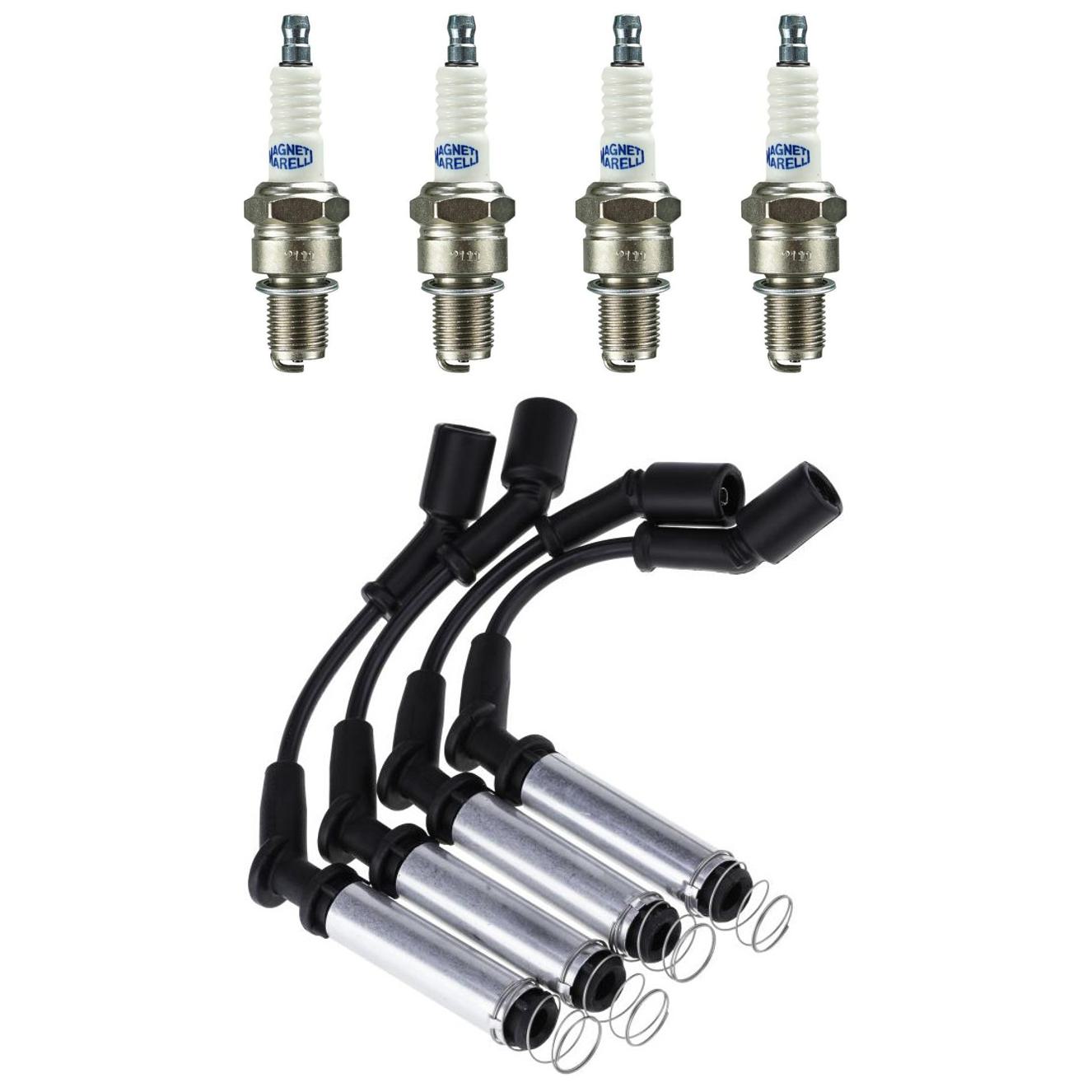 Kit 4 Vela Ignição e Cabo - Magneti Marelli - CVMMG101 / F7RCMM