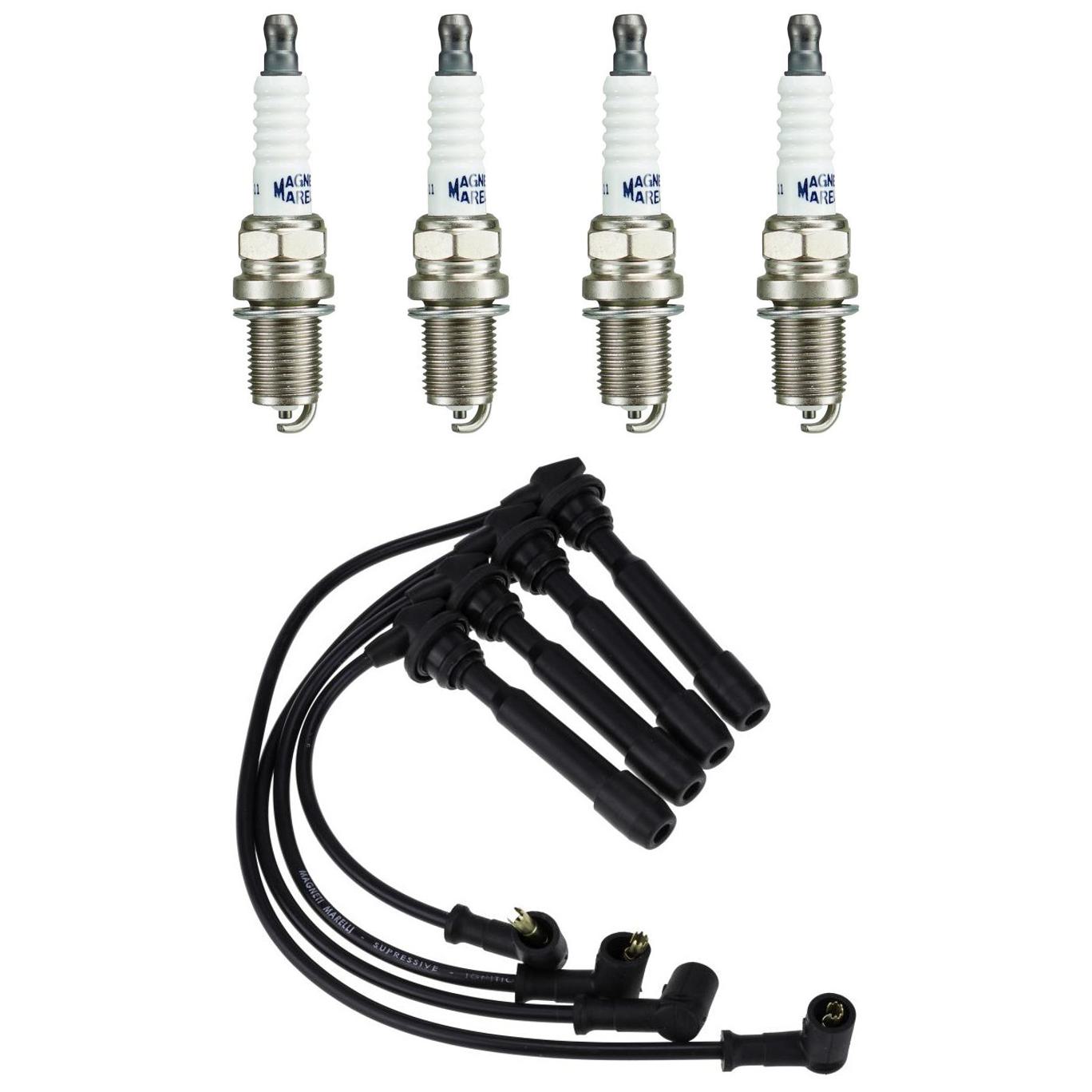 Kit 4 Vela Ignição e Cabo - Magneti Marelli - CVMH1102 / K5RTCMM-11
