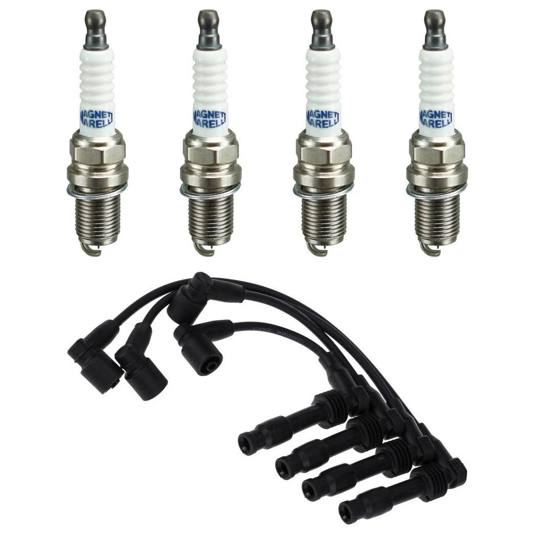 Kit 4 Vela Ignição MultiE e Cabo - Magneti Marelli - CVMG7802 / K6RDYMM