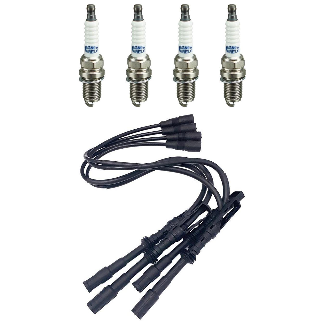 Kit 4 Vela Ignição MultiE e Cabo Magneti Marelli - CVMM7702 / K6RTJYMM10