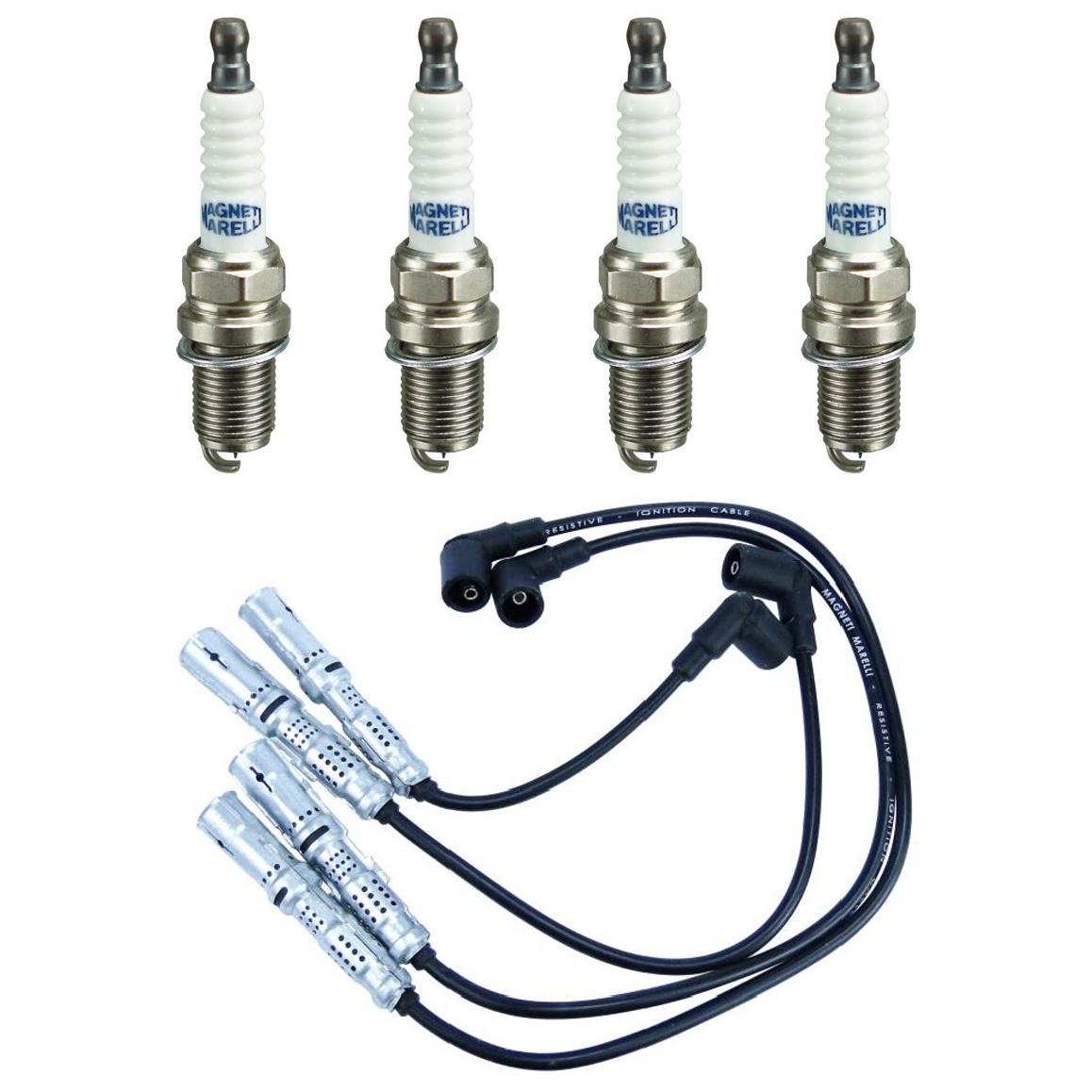 Kit 4 Vela Ignição MultiE e Cabo Magneti Marelli - CVMV2802 / K6RTJYMM10