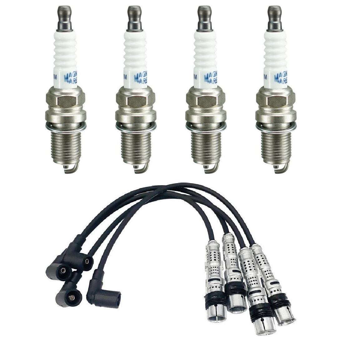 Kit 4 Vela Ignição e Cabo - Magneti Marelli - CVMV3802 / K7RAMM