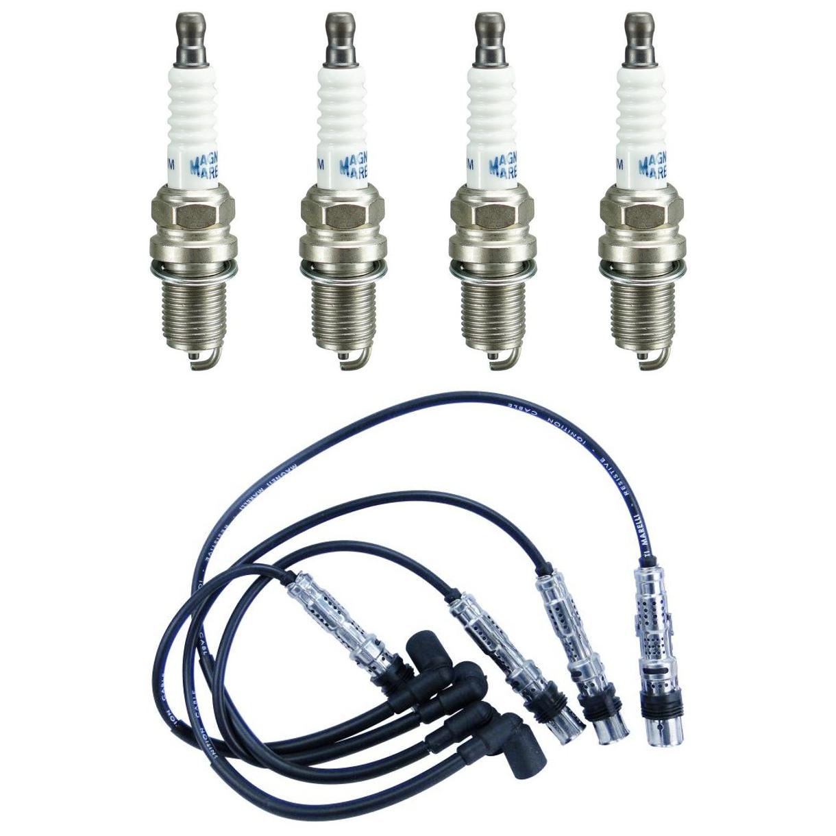 Kit 4 Vela Ignição e Cabo - Magneti Marelli - CVMV4202 / K7RTCMM